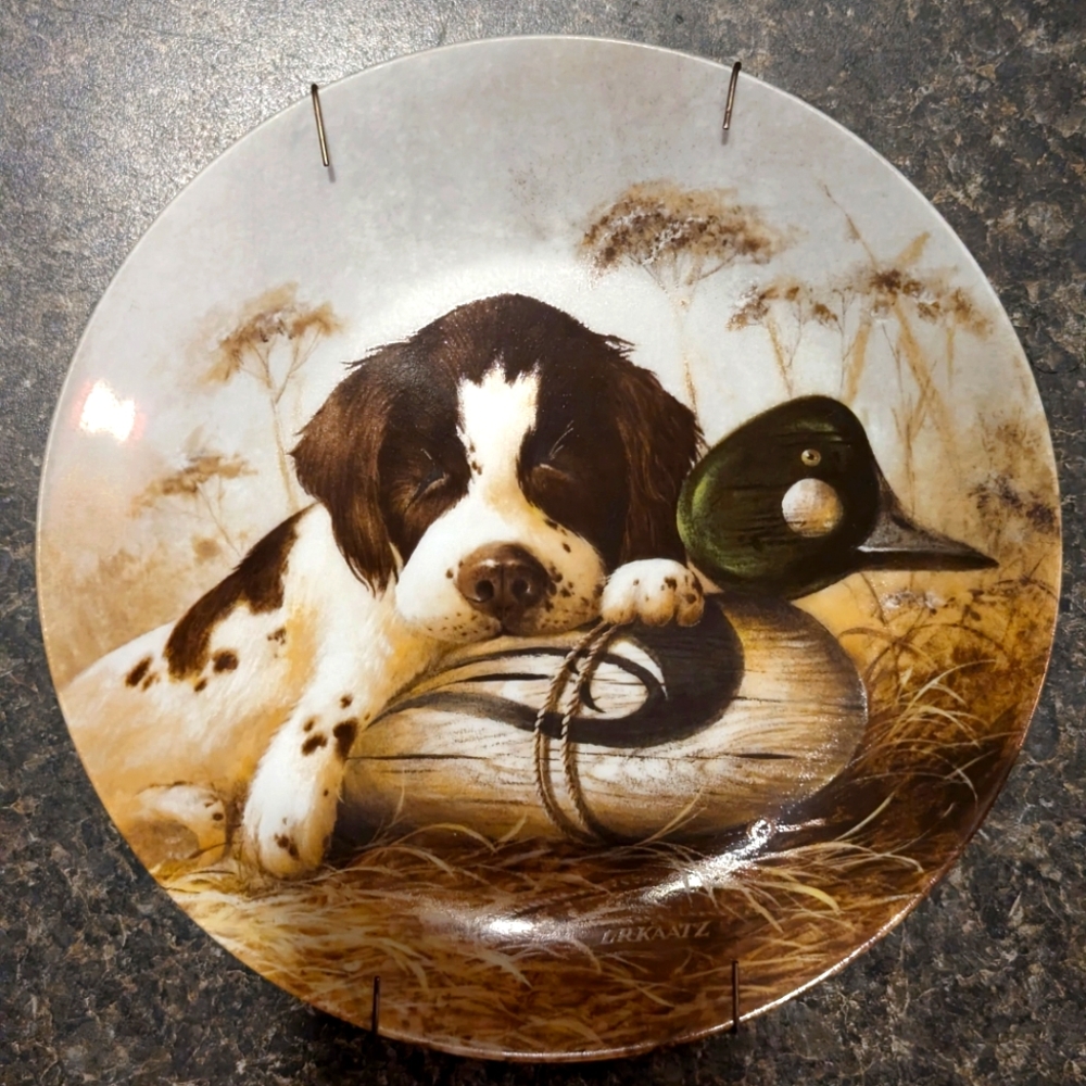 Knowles 1987 Limited edition Dog Tired - The Springer Spaniel Lynn Katz artwork